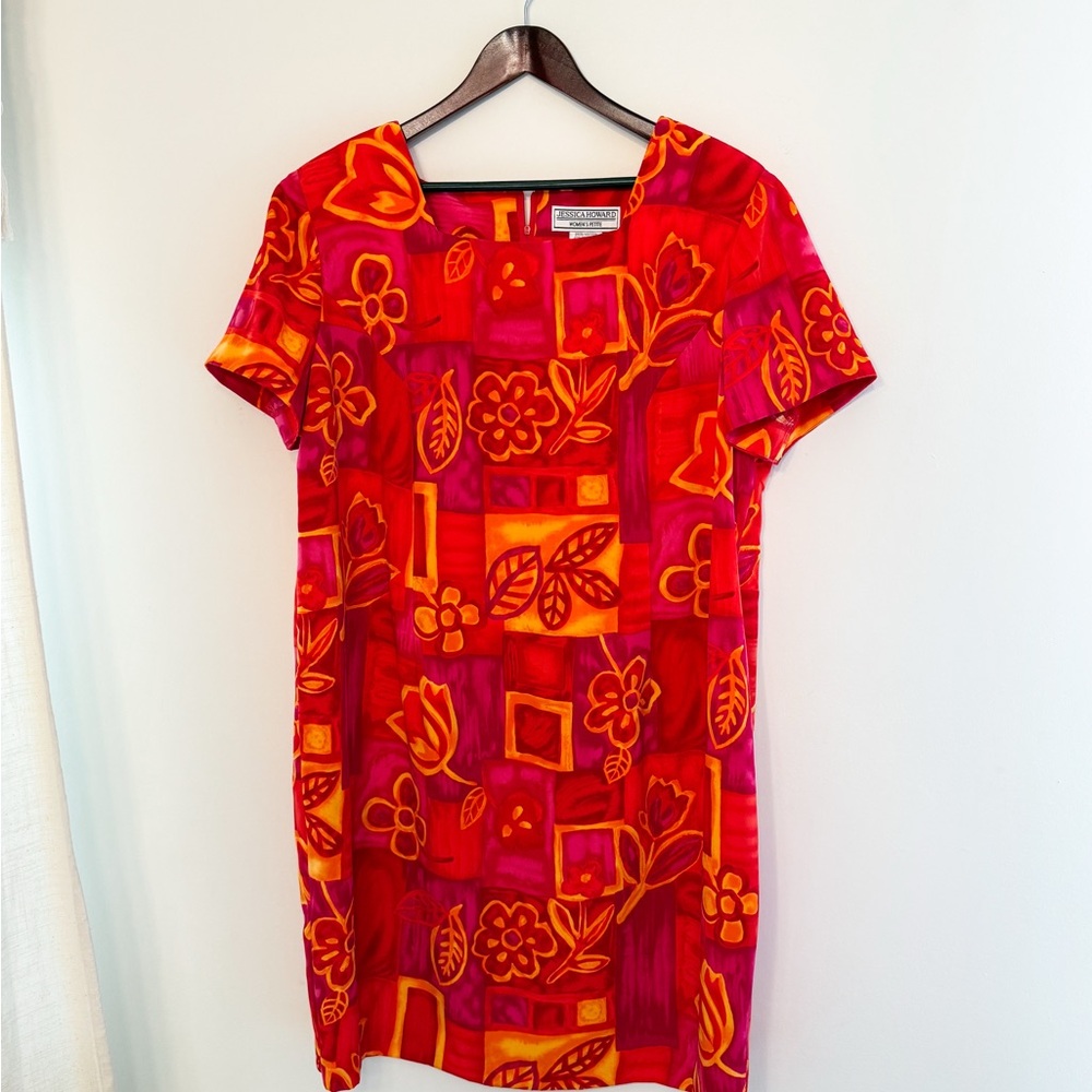 Bright and vibrant vintage floral tropical dress